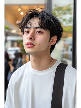 メンズオリノ 西田辺 阿倍野(men's olino) men'sセンターパート ダークカラー マッシュ　ストリート