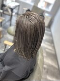 コントラストハイライト/かきあげボブ/グレージュ/髪質改善