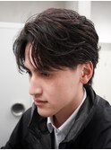 天神ゆるめメンズフェザーパーマスパイラルパーマセンターパート