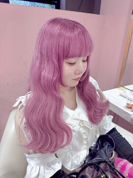 ピンクカラー/ハイトーンカラー/ブリーチカラー/ロングヘア