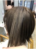 ボブくびれヘア小顔顔周りオリーブグレージュ西葛西