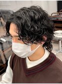 センターパート×ウルフパーマ ミディアムウルフ