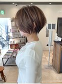 《30代40代》白髪ぼかしハイライト×前下がりボブ【イケダ】