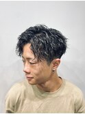 ダークアッシュ/カルマパーマ/ベリーショート<理容室>[新宿]