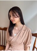 大人かわいい艶髪ストレートピンクベージュ小顔顔まわりレイヤー