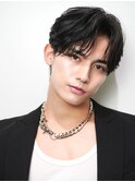 パーマ カルマパーマダウンパーマツーブロック黒髪アップバング