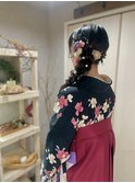 【袴ヘア】サイド編みおろし