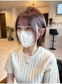 切りっぱなしボブ/ラベンダーアッシュ/顔まわりカット