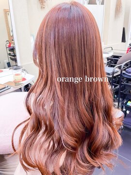 ミシェリー(misherry) くびれヘアセミロングオレンジブラウン韓国風エギョモリブリーチ