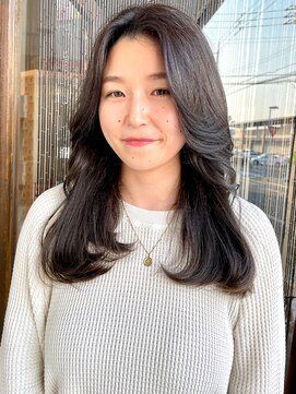 ヘアモード カクテル 韓国風くびれレイヤー×オリーブベージュ　【MARIA】