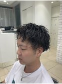 ツイストスパイラルパーマ×アップバンクショート