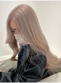 3509ニュアンスカラー艶髪ハイトーンシルキーベージュ波巻き