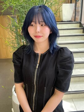 ゼスト 吉祥寺店(ZEST) 韓国ヘア ネイビーブルーカラー×くびれヘア 吉祥寺桜