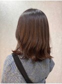 柔らかウェーブミディアム　暖色系ブラウン