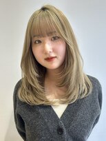 ポイントファイブバイソレイユ 藤沢店(.5 by SOLEIL)&nbsp;ロング顔周りレイヤーカットブリーチオリーブベージュ