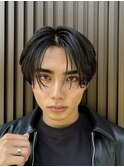 フェザーパーマニュアンスパーマメンズセンターパート襟足あり