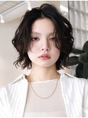 天神大名今泉ボブミディアムパーマ小顔レイヤー顔まわりカット