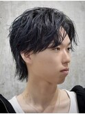 メンズセンターパートシャドウパーマ襟足あり