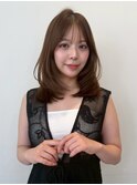 顔周りレイヤーカットくびれヘアミルクティーベージュカラー韓国