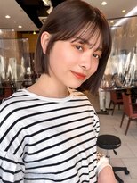 ラフ フロム ガーデン(Laf from GARDEN)&nbsp;切りっぱなしボブ/シアーカラー/ダークアッシュ/韓国風/縮毛矯正