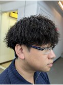 ツーブロマッシュツイストスパイラルパーマメンズ
