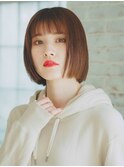 ぱっつんミニボブ前髪シースルー