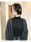 切りっぱなしボブ ミニボブ 透明感カラー オリーブグレー