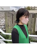 切りっぱなしボブ/外ハネボブ/オリーブグレー/ミント