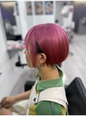 2ブロックボブxピンクオレンジグラデーション