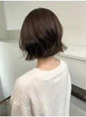 ブリーチなしダブルカラーピンクベージュミディアムボブ20代