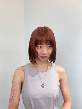 オルセン(OLSEN) オレンジ/暖色/ボブレイヤー/ブリーチなしダブルカラー/明るめ