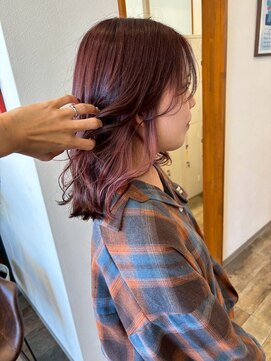 ノート ヘアーサロン(NOTE HAIR SALON) バーガンディーピンク×イヤリングカラー