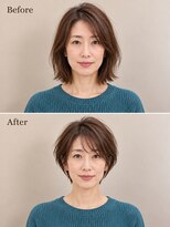 aptas 青山/表参道 白髪染め/白髪ぼかしハイライト/ボリュームアップエクステ&nbsp;表参道/青山/40代/ショート