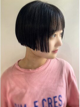 エル セルカ 高田馬場(el CERCA) 黒髪シースルー×切りっぱなしミニボブ×大人ダークグレージュ