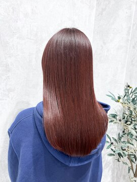 デミヘアー(Demi hair) ブラッドオレンジブラウンカラー×ストレートヘア