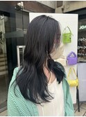 ☆ロングウルフカットレイヤーカット透明感アッシュブラック
