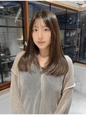 【中澤彩乃】顔まわりレイヤーカット韓国セミロングオリーブ前髪