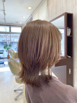 ヘアメイク アリエス 岩切店(HAIR MAKE aries) くびレイヤー オリーブ 透明感カラー レイヤーカット 30代 40代