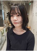 顔周りレイヤーボブミディアムウルフカットくびれボブ天神大名