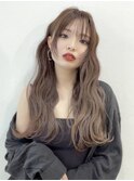 アッシュグレージュ小顔顔まわりレイヤー前髪
