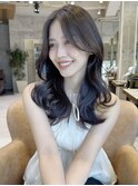セミロング20代30代40代くびれヘアレイヤー前髪なし前髪あり
