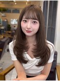 韓国ヘア 2wayバング 顔まわりカットNo.1 レイヤー グレージュ