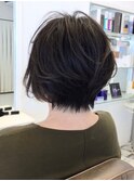 グラボブ毛先パーマことりベージュ黒髪ウォーターフォール