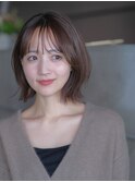 くびれヘア　縮毛矯正　ストレート　ボブ　ミディアム　前髪