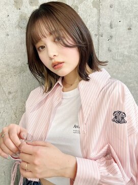 ハローバイシー 仙台(Hello by Sea) 韓国風レイヤーボブ/前髪カット/ピンクブラウン[仙台]