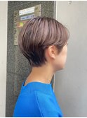 ハンサムショート×秋カラー×前髪なし×30代40代×横浜