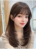 大人ミディアムレイヤー顔周り前髪似合わせかおまわりカット銀座
