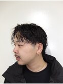 メンズカットスパイラルセンターパート