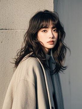 アンブレラカラーミディアムヘアショートカットセミロング50代