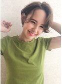 Siena渋谷大人かき上げセンターパートハンサムショートベージュ